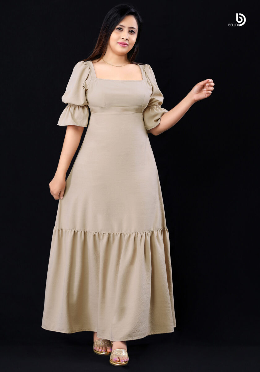 PUFF SLEEVE LONG DRESS