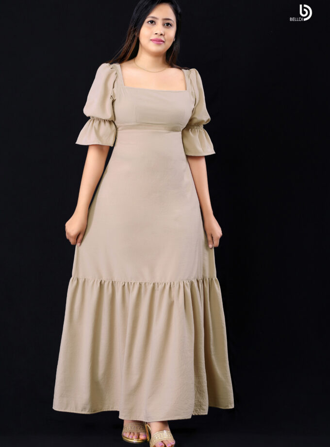 PUFF SLEEVE LONG DRESS