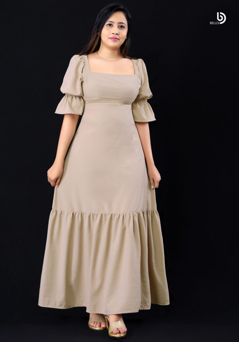 PUFF SLEEVE LONG DRESS - Image 2