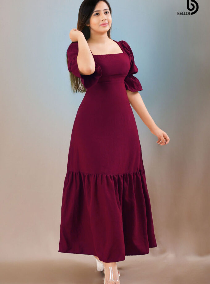 PUFF SLEEVE LONG DRESS