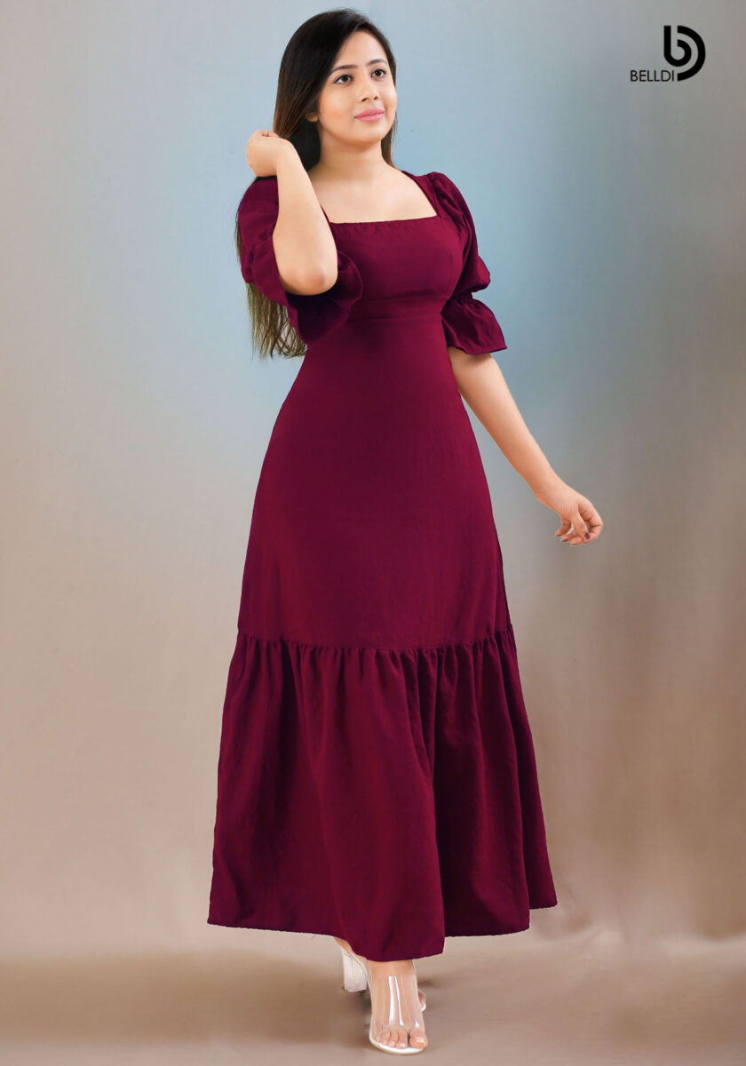 PUFF SLEEVE LONG DRESS - Image 2