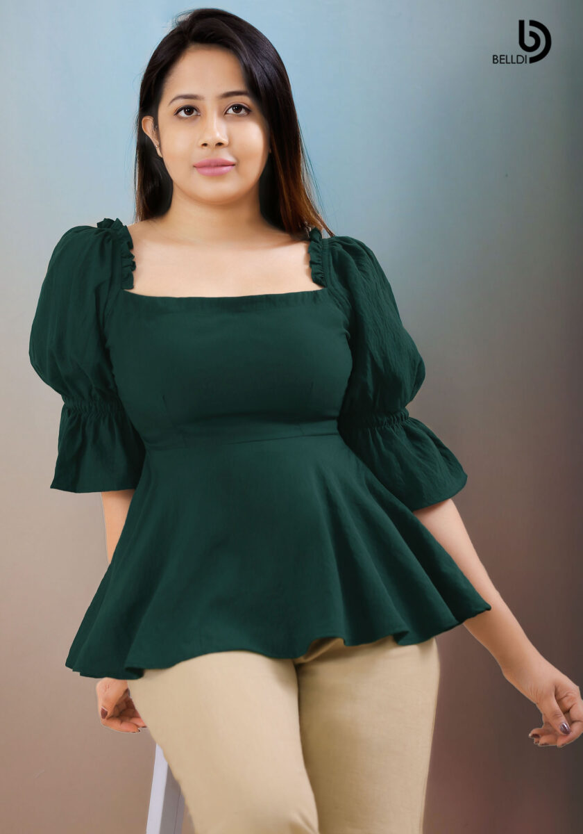 PUFF SLEEVE GREEN TOP - Image 2
