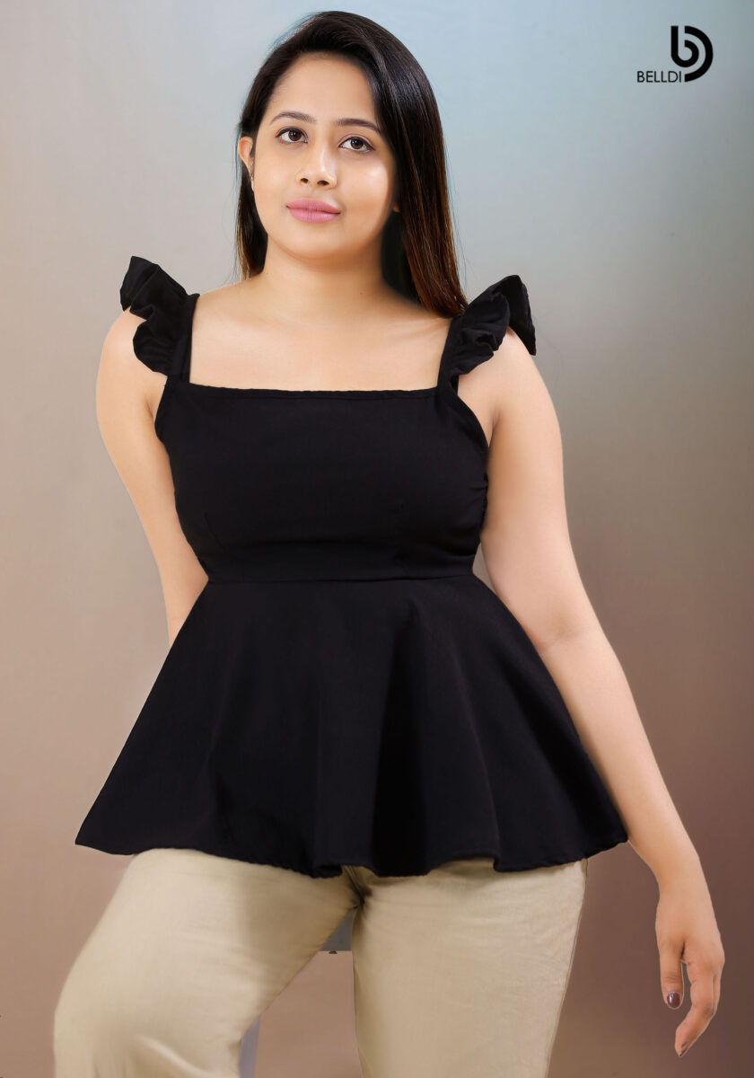 DOUBLE SIDE FRILL BLACK TOP