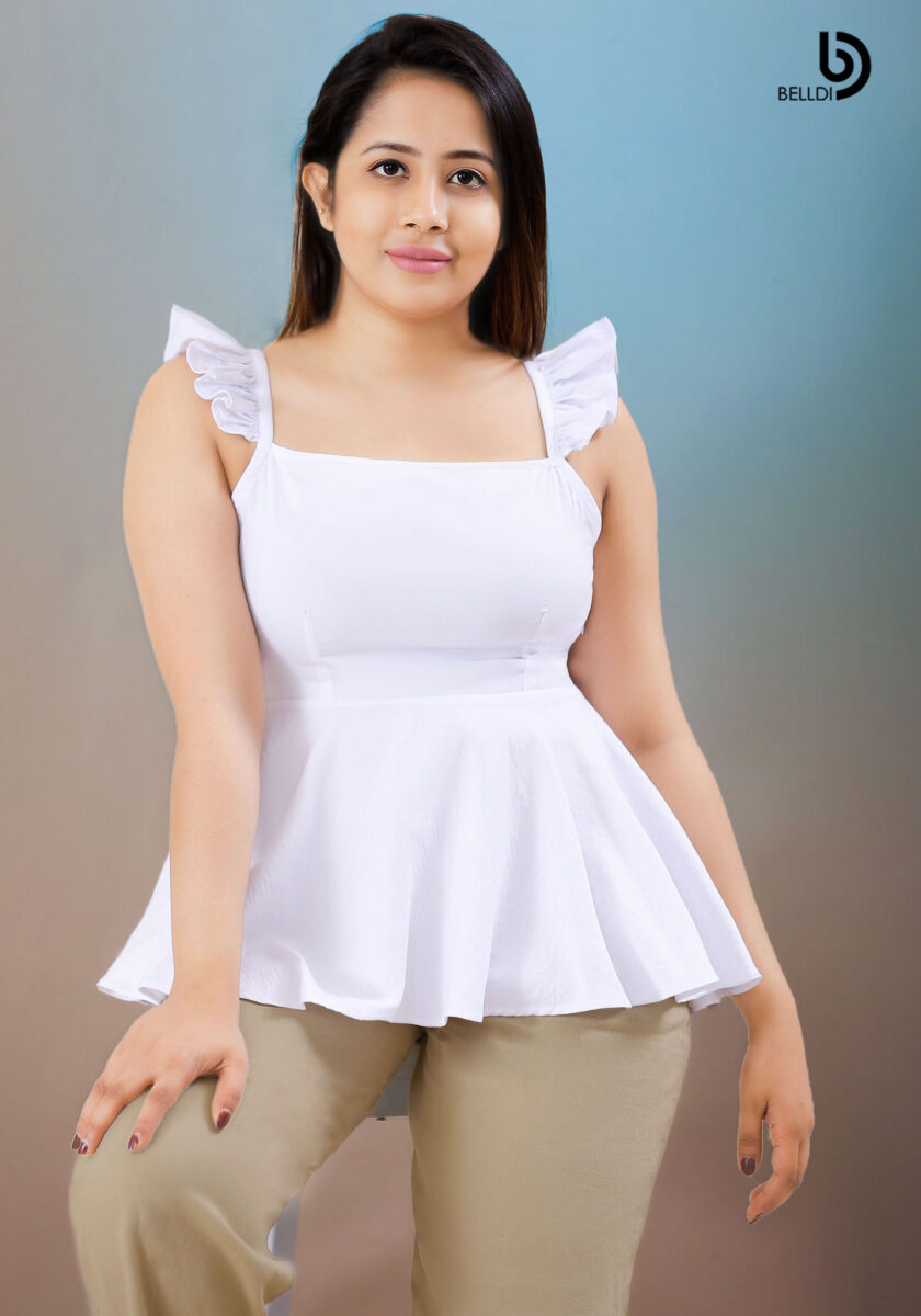 DOUBLE SIDE FRILL WHITE TOP