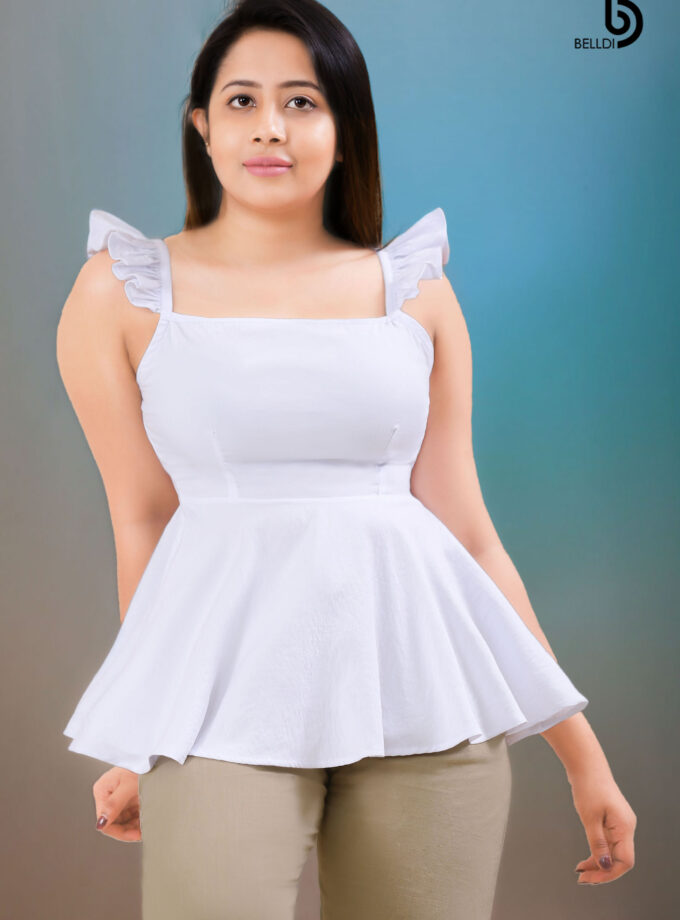 DOUBLE SIDE FRILL WHITE TOP