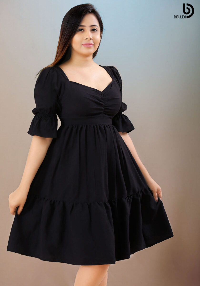 SHORT SLEEVE BLACK SHORT DRESS - Image 2