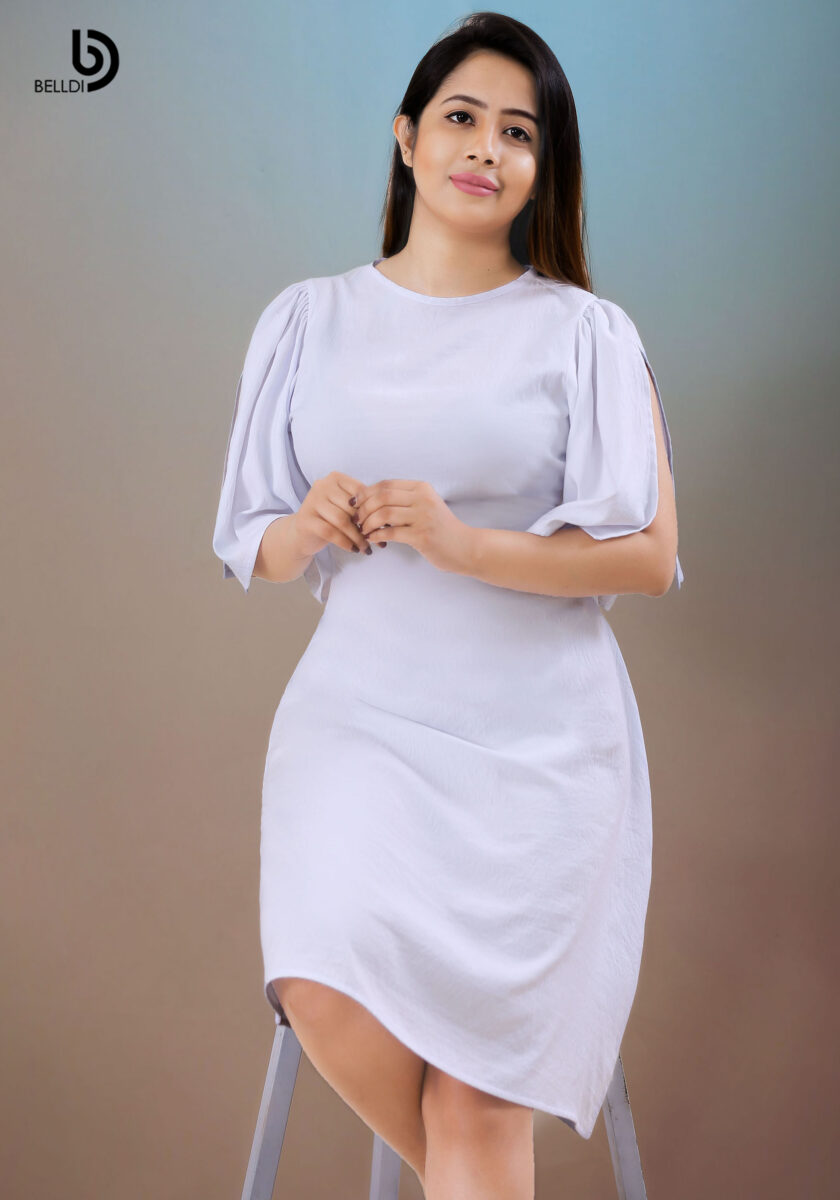 SHORT SLEEVE WHITE SHORT DRESS