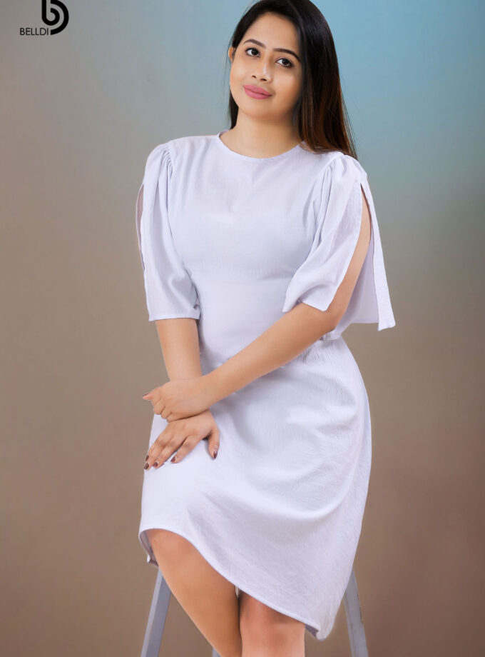 SHORT SLEEVE WHITE SHORT DRESS