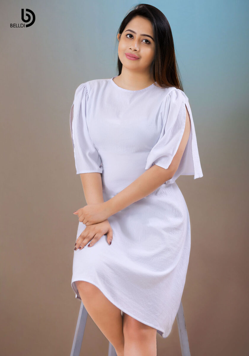 SHORT SLEEVE WHITE SHORT DRESS - Image 2