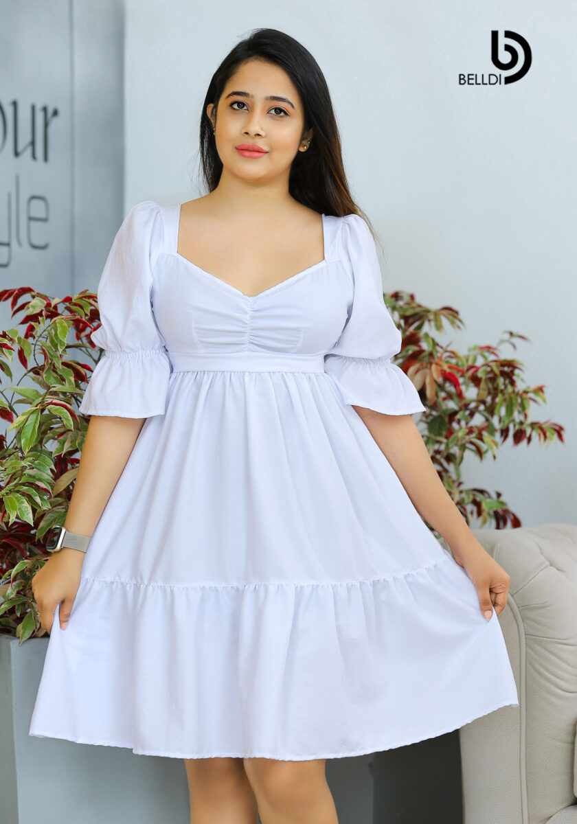 SHORT SLEEVE WHITE SHORT DRESS