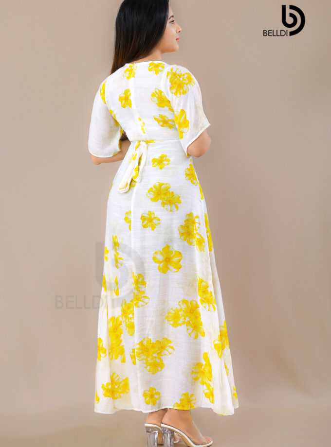 BUTTERFLY SLEEVE FLORAL LONG DRESS