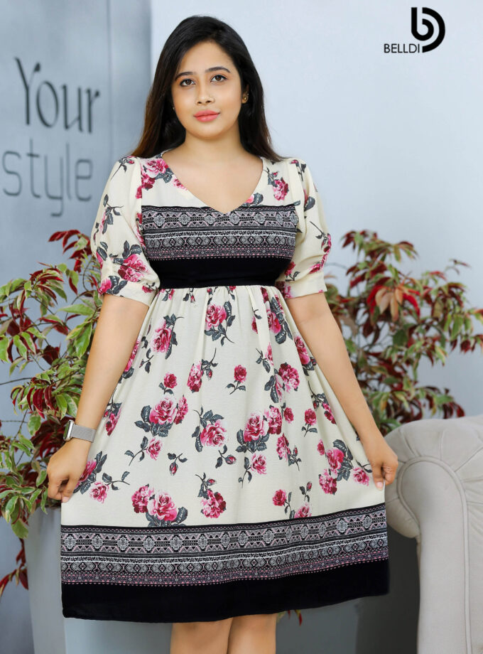 SHORT SLEEVE V – NECK SHORT DRESS
