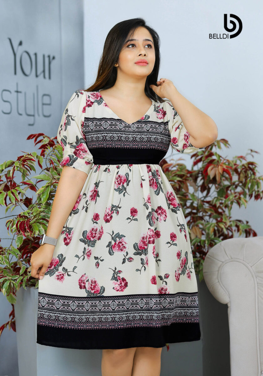 SHORT SLEEVE V – NECK SHORT DRESS