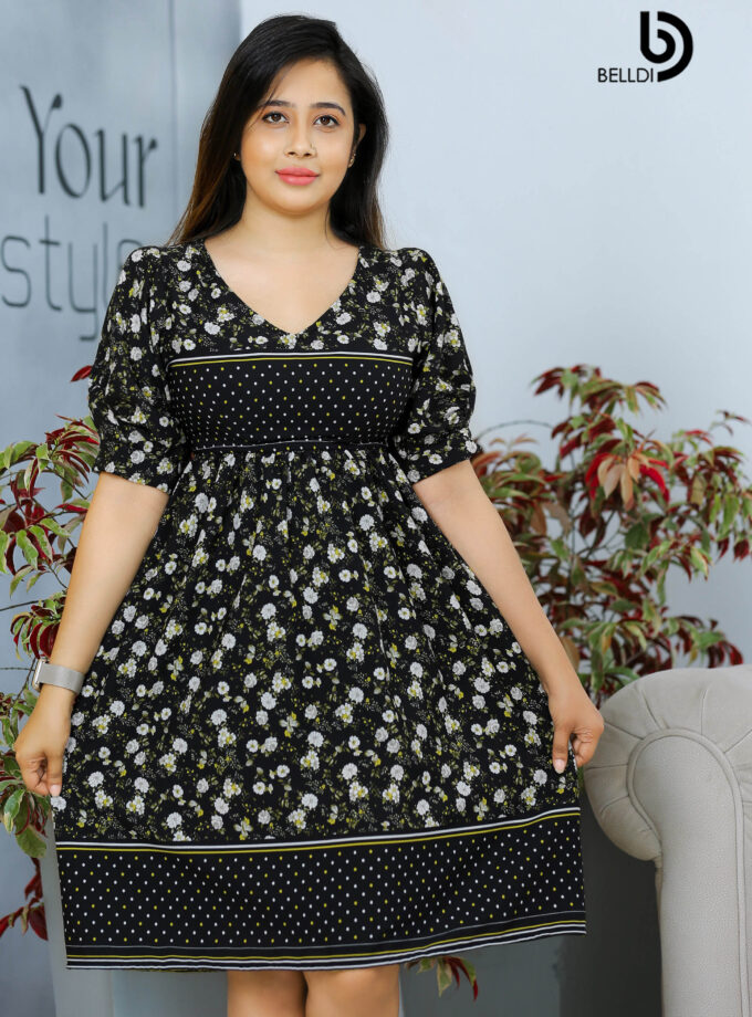 SHORT SLEEVE V – NECK SHORT DRESS
