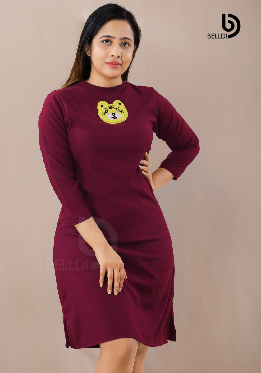 LONG SLEEVE A -LINE SHORT  DRESS - Image 2