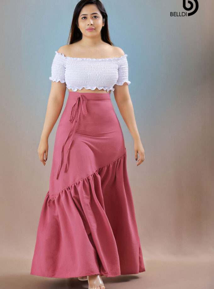 HIGH WAIST LONG PINK SKIRT