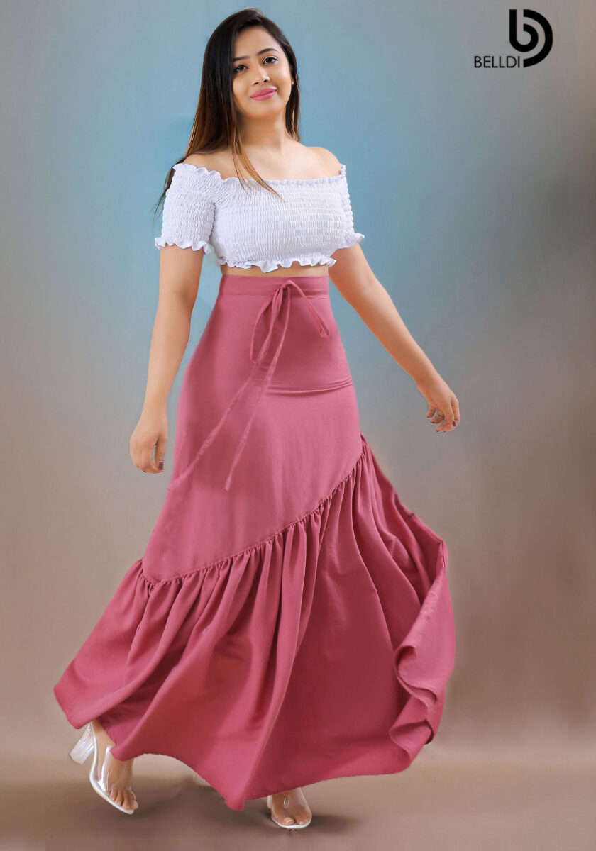 HIGH WAIST LONG PINK SKIRT - Image 3