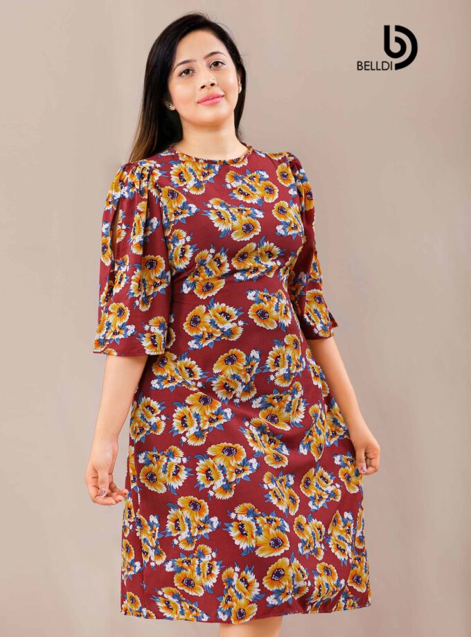 A-LINE SHORT SLEEVE FLORAL SHORT DRESS