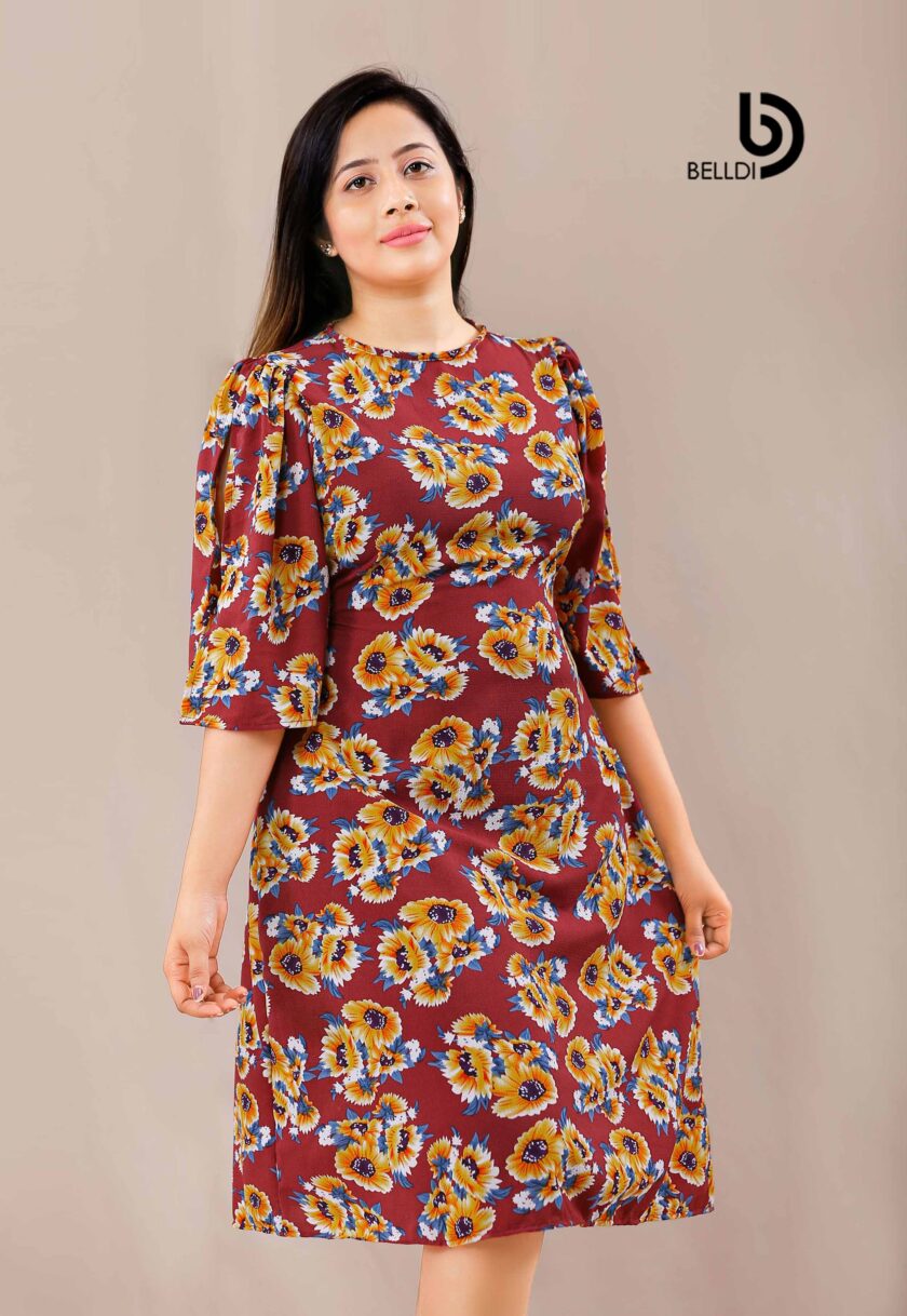 A-LINE SHORT SLEEVE FLORAL SHORT DRESS - Image 2