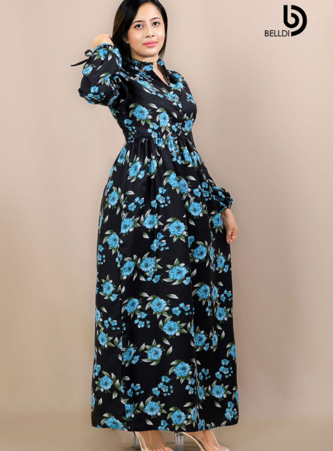 HIGH NECK LONG SLEEVE LONG DRESS