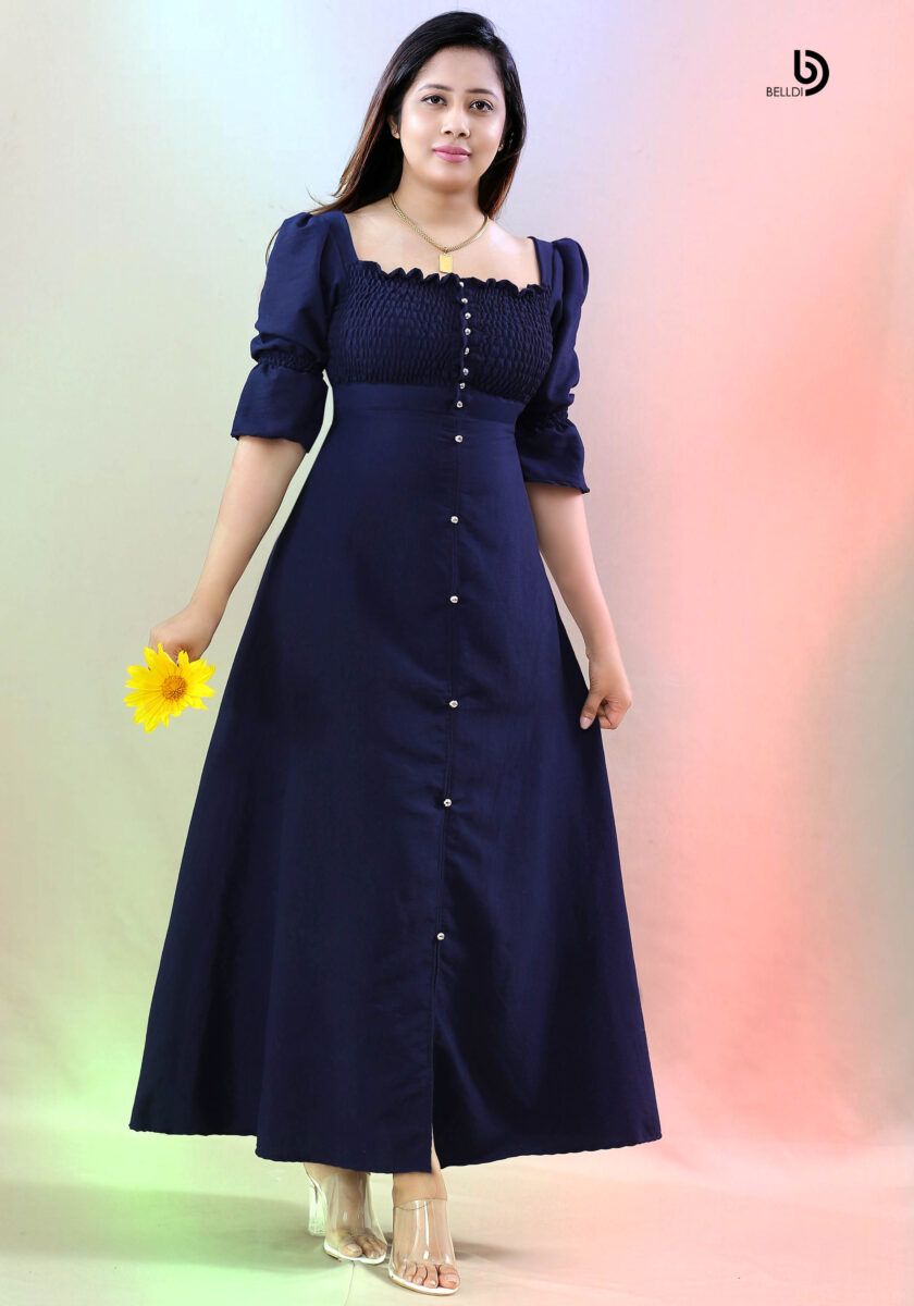 PUFF SLEEVE LONG DRESS