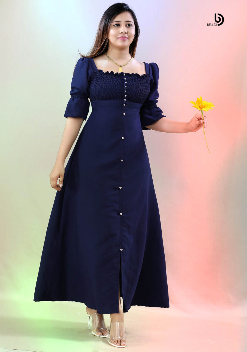 PUFF SLEEVE LONG DRESS - Image 2
