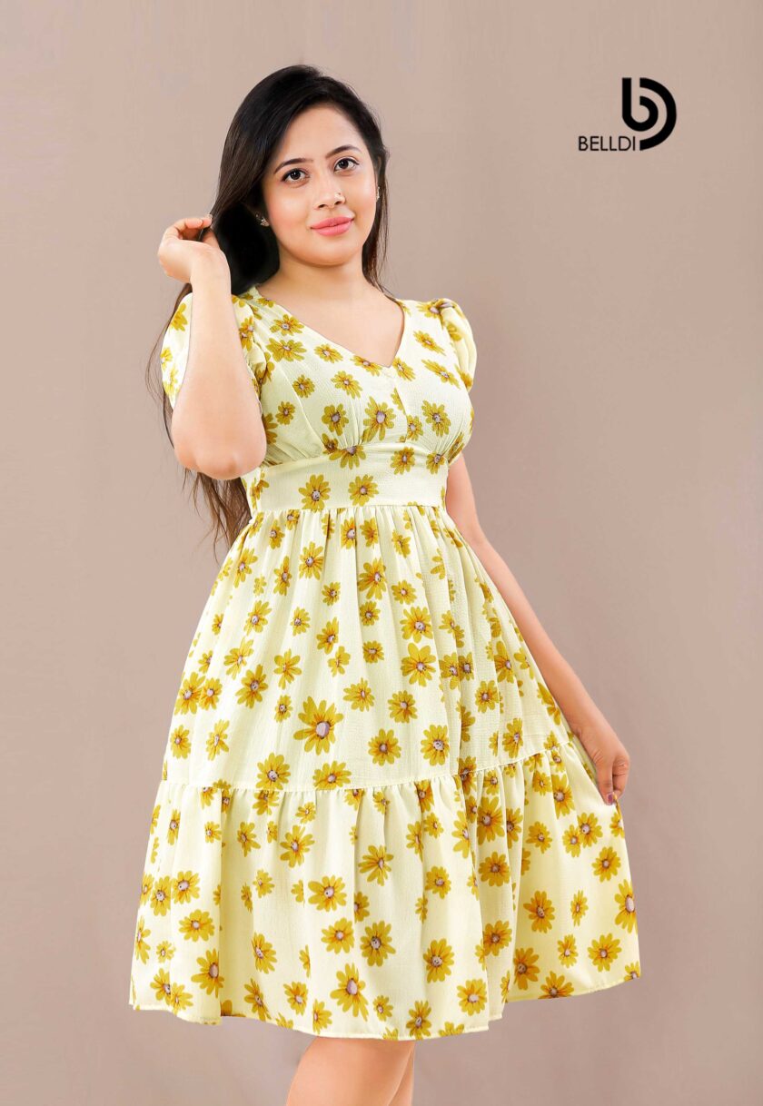 PUFF SLEEVE V-NECK FLORAL SHORT DRESS - Image 2