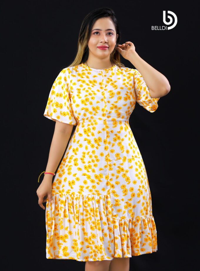 BUTTERFLY SLEEVE FLORAL SHORT DRESS