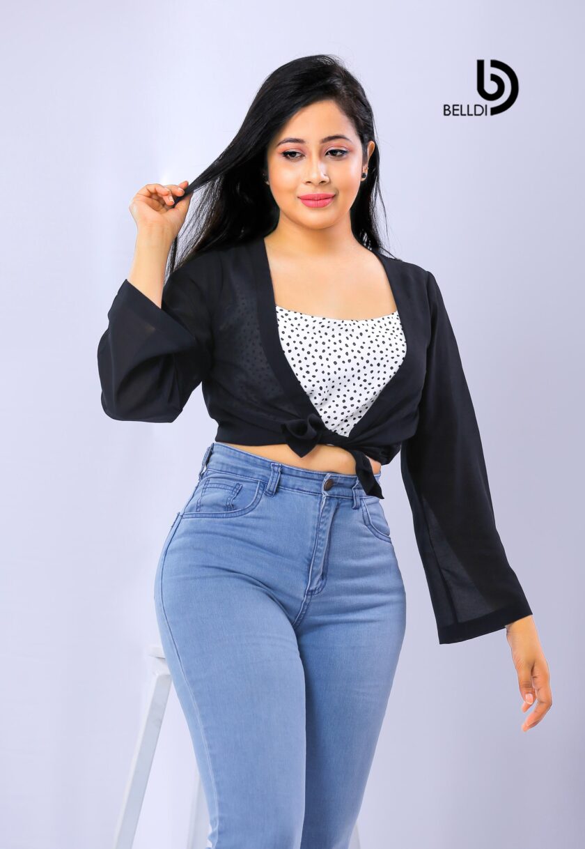 BLACK LONG SLEEVE OPEN FRONT CARDIGAN
