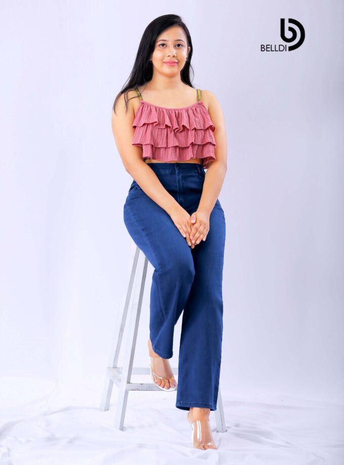 SPAGHETTI STRAP LAYERED RUFFLE CROP TOP