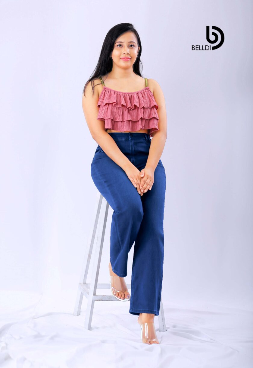 SPAGHETTI STRAP LAYERED RUFFLE CROP TOP - Image 2