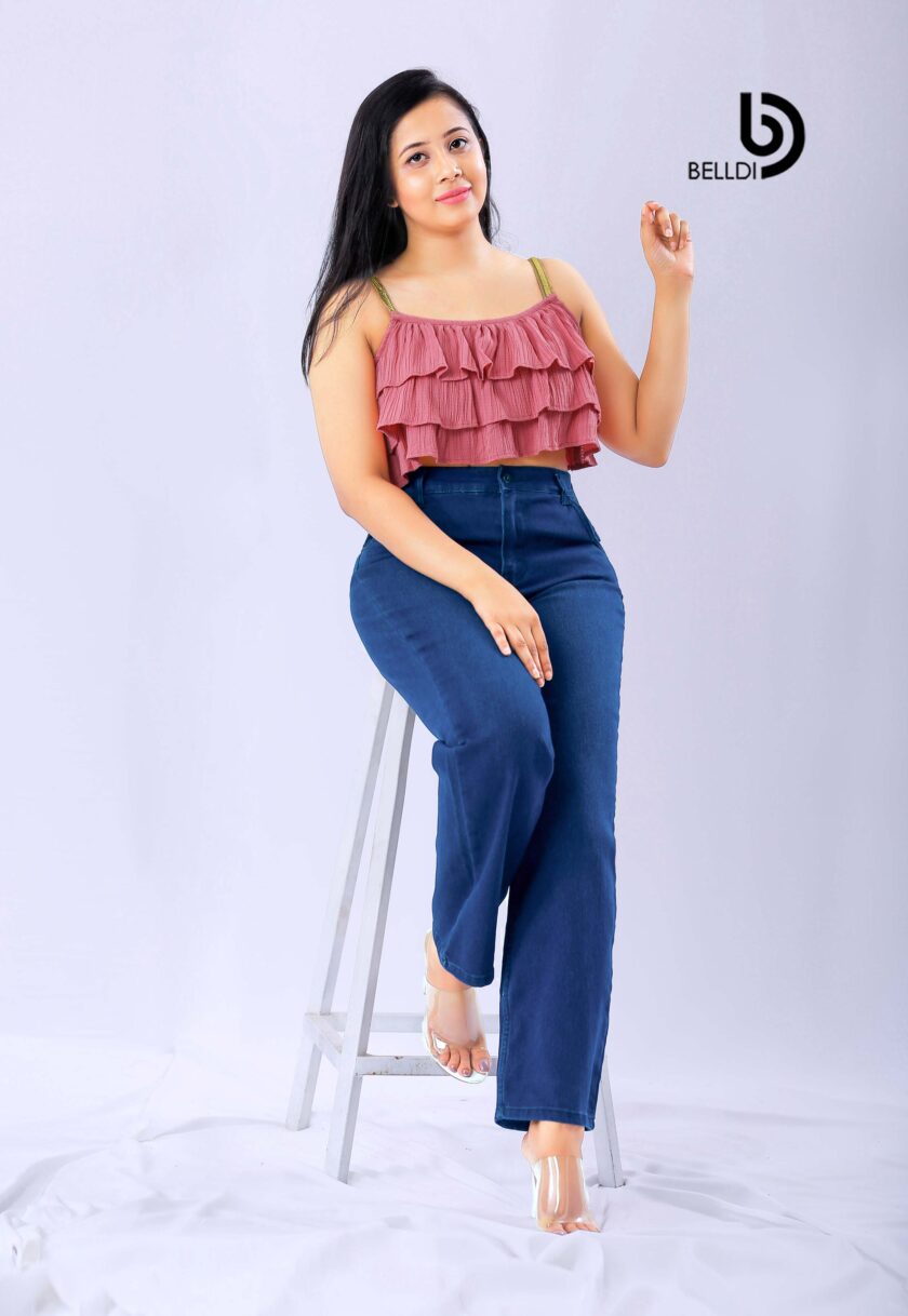 SPAGHETTI STRAP LAYERED RUFFLE CROP TOP