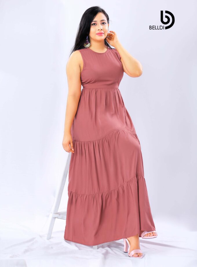 HIGH NECK SLEEVELESS LONG DRESS