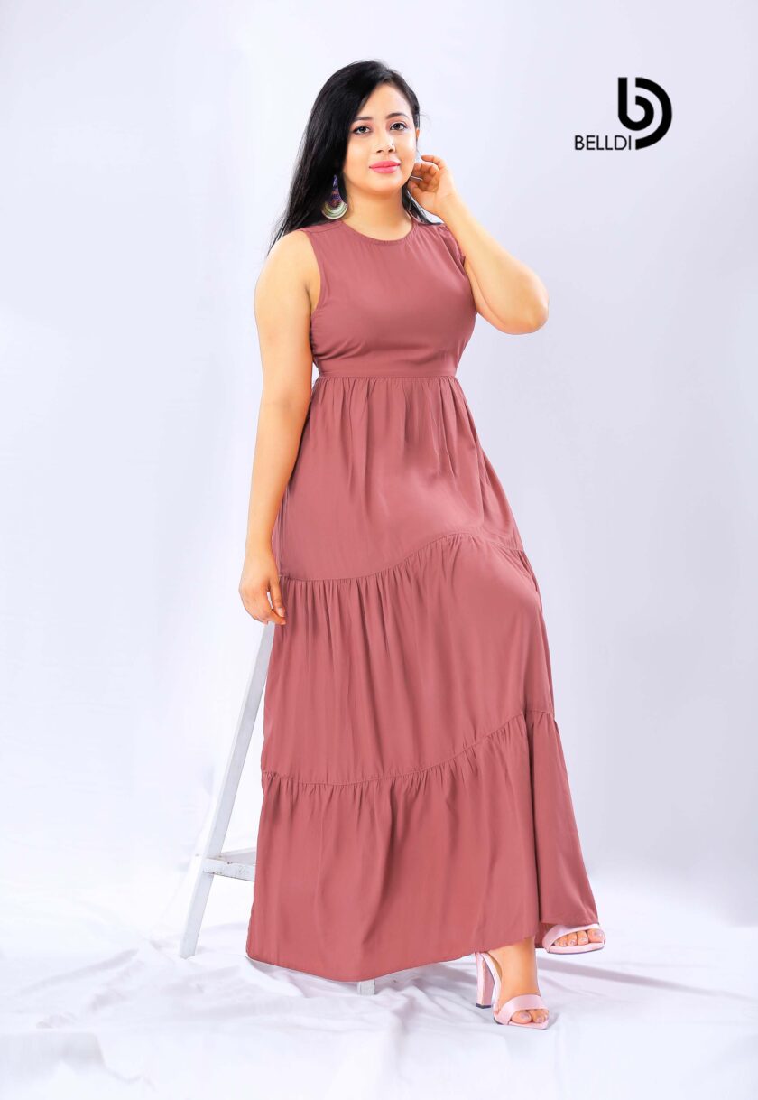 HIGH NECK SLEEVELESS  LONG DRESS - Image 2