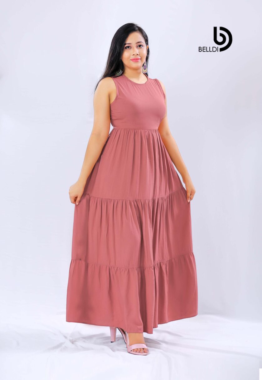 HIGH NECK SLEEVELESS  LONG DRESS