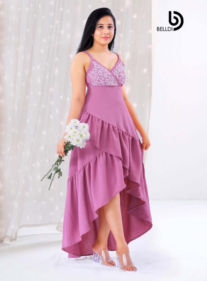 EMBROIDERED V NECK SPAGHETTI STRAPS MAXI DRESS