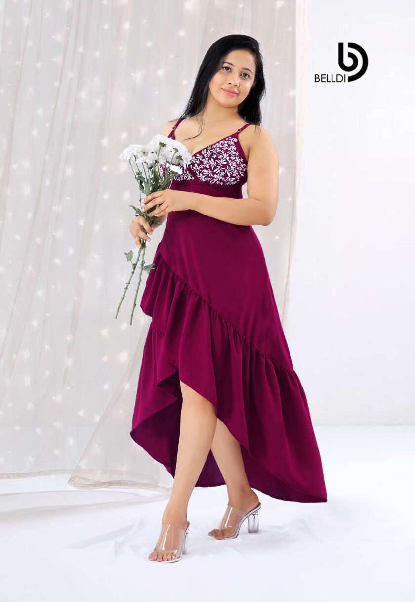 EMBROIDERED V NECK SPAGHETTI STRAPS MAXI DRESS - Image 2