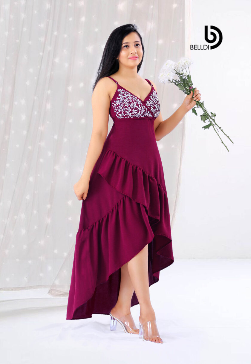 EMBROIDERED V NECK SPAGHETTI STRAPS MAXI DRESS - Image 3