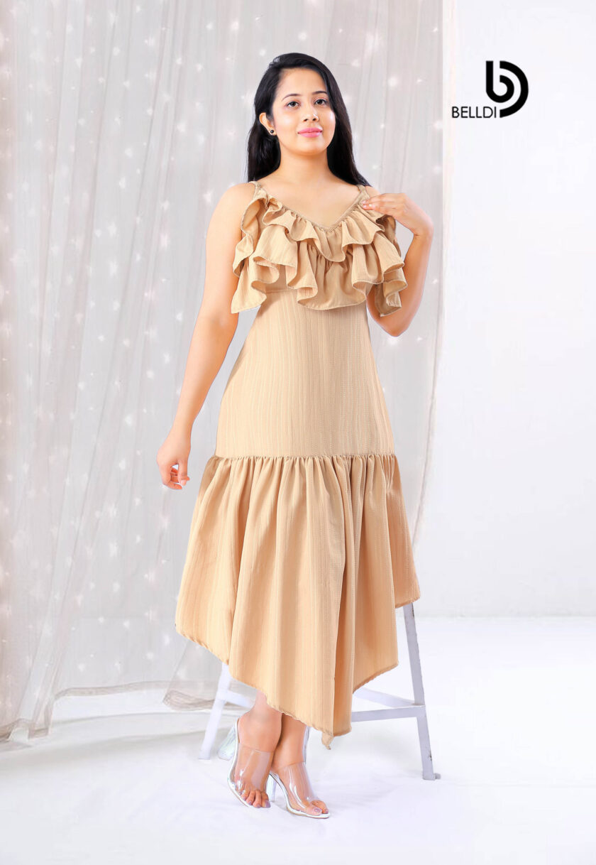 RUFFLE LAYERED SPAGHETTI  STRAPS  MAXI  DRESS - Image 3