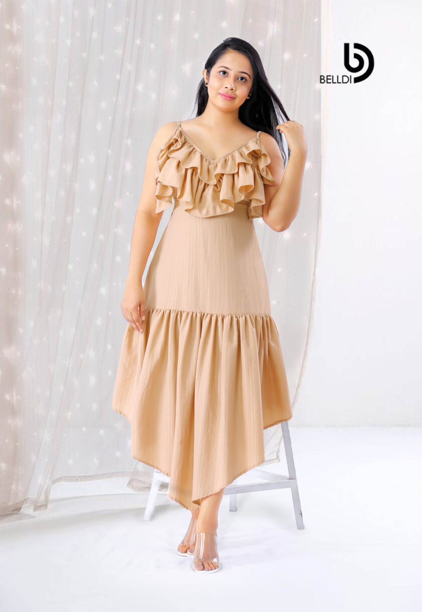 RUFFLE LAYERED SPAGHETTI  STRAPS  MAXI  DRESS - Image 4