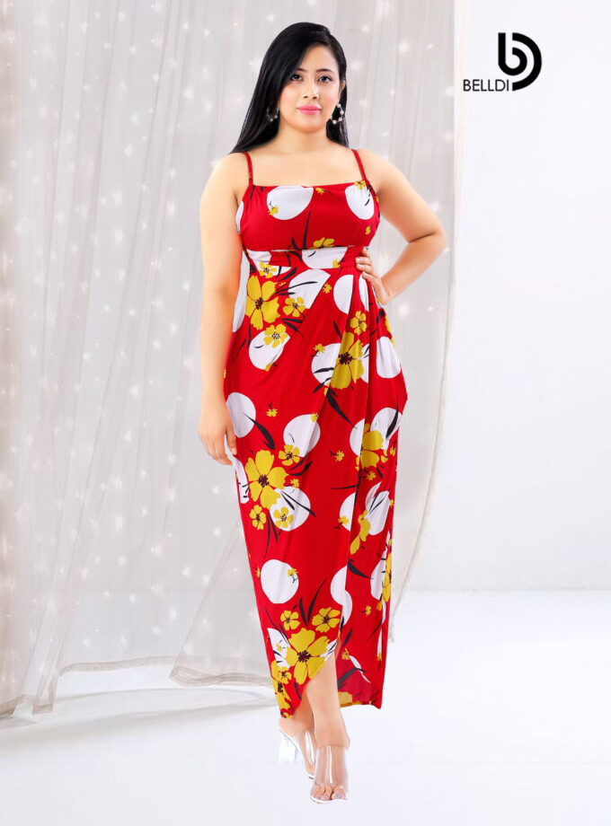 FLORAL SPAGHETTI STRAP TULIP DRESS