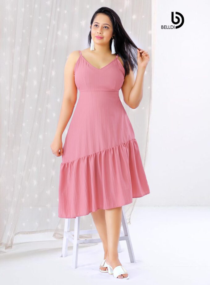V-NECK SPAGHETTI STRAPS MIDI DRESS