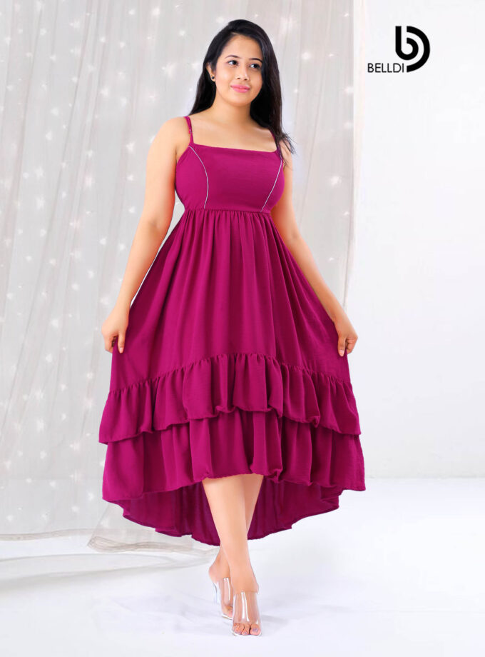 SQUARE NECK SPAGHETTI STRAPS MIDI DRESS
