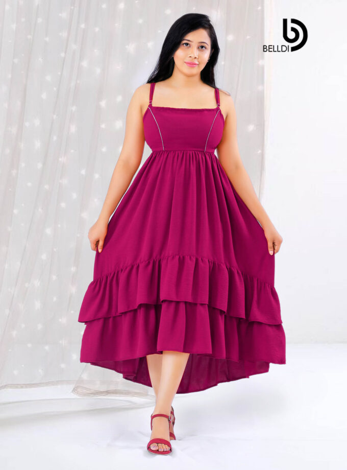 SQUARE NECK SPAGHETTI STRAPS MIDI DRESS