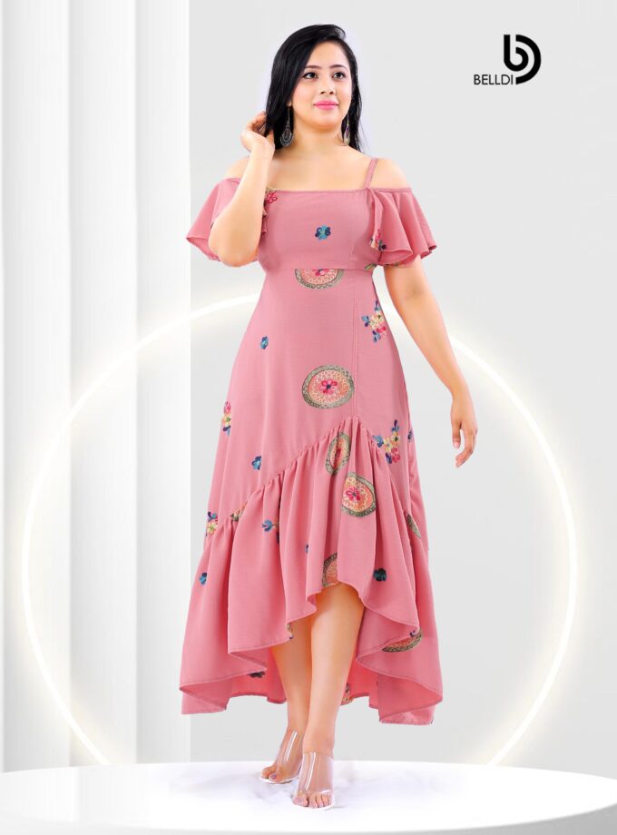 COLD SHOULDER SQUARE NECK FLORAL LONG DRESS