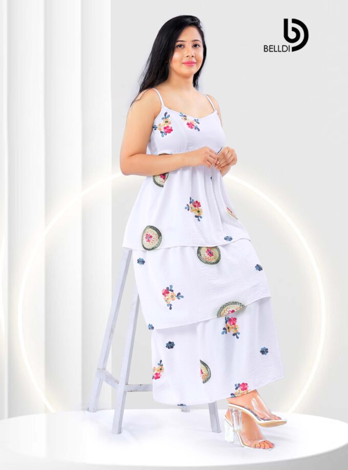 V-NECK SPAGHETTI STRAP FLORAL LAYERED LONG DRESS