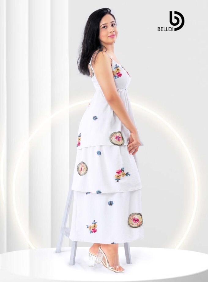 V-NECK SPAGHETTI STRAP FLORAL LAYERED LONG DRESS