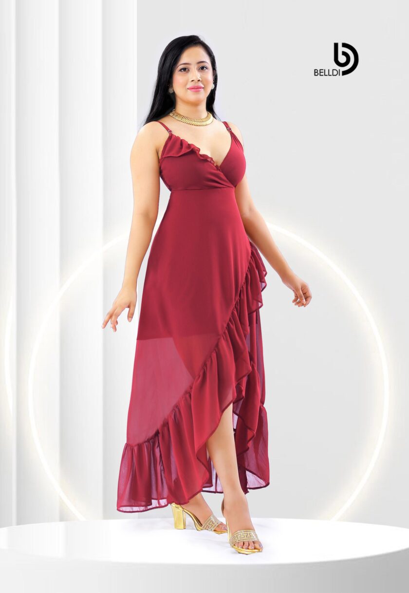 CROSS NECK SPAGHETTI STRAPS  LONG DRESS - Image 2