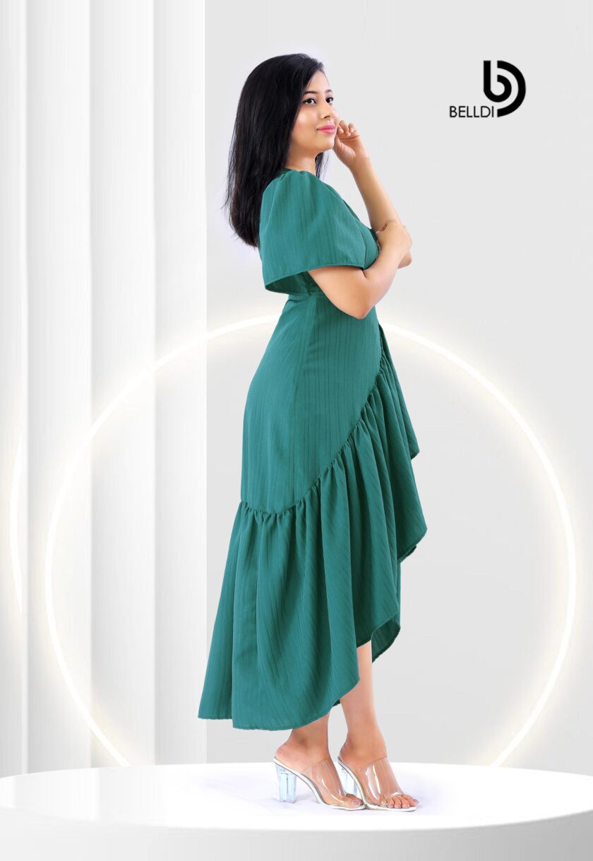 CROSS NECK BUTTERFLY SLEEVE LONG DRESS - Image 3