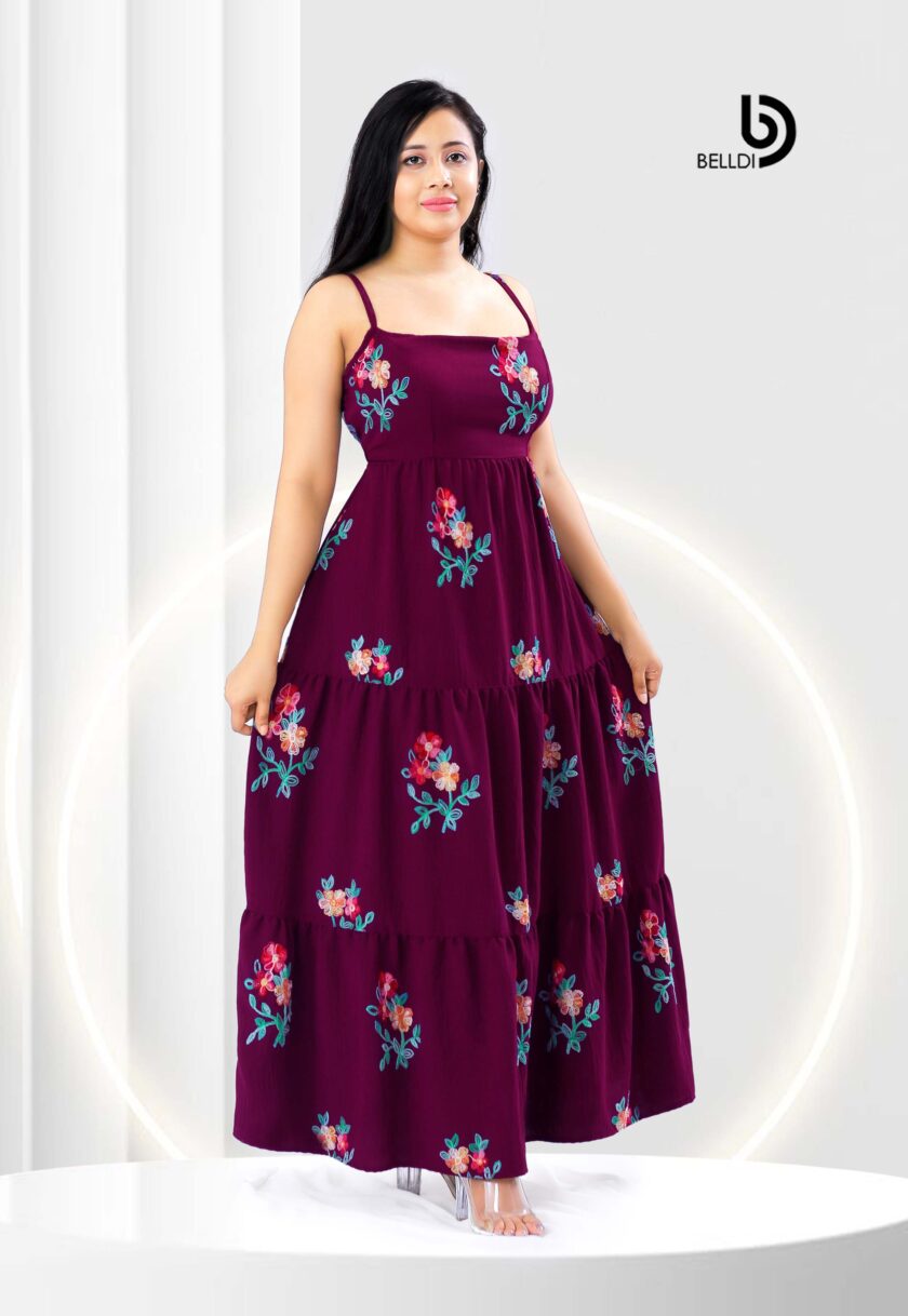 SQUARE NECK SPAGHETTI STRAPS FLORAL LONG DRESS